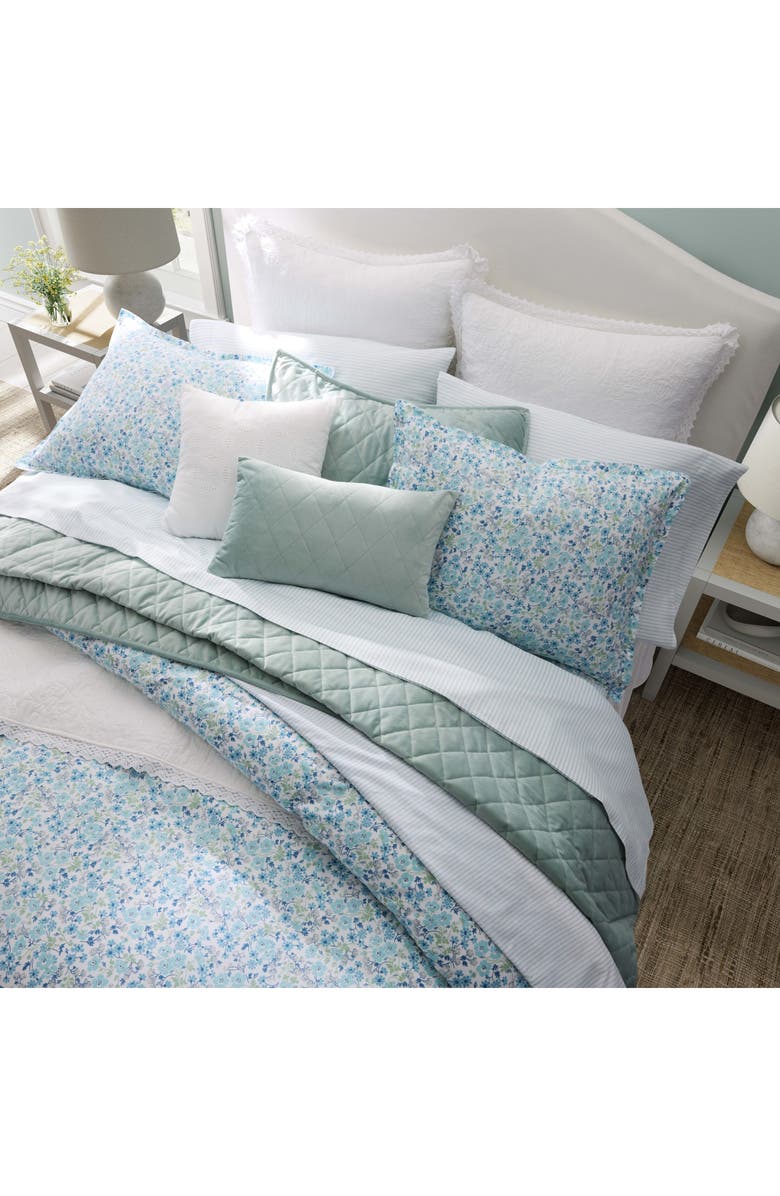 Laura Ashley Jaynie Cotton Duvet Set, Alternate, color, Wintergreen