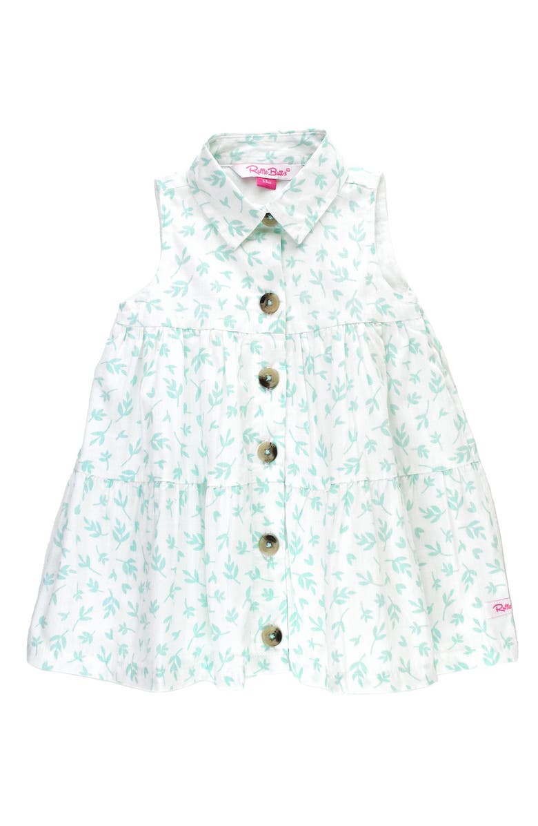 RuffleButts Whimsical Charm Sleeveless Tiered Cotton Shirtdress, Main, color,