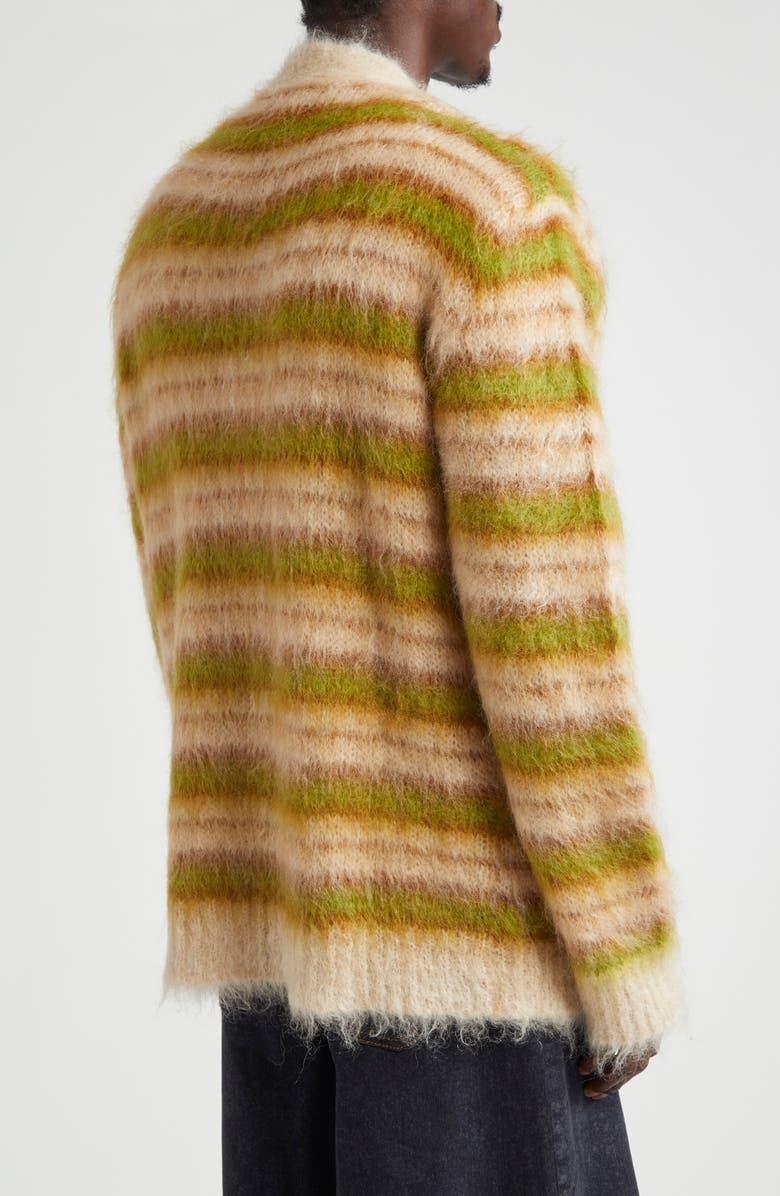Marni Stripe V-Neck Mohair & Wool Blend Cardigan, Alternate, color,