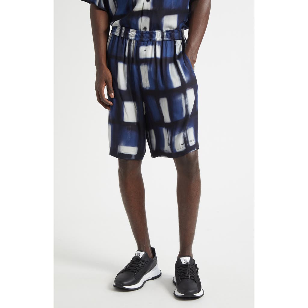 Givenchy Afternoon Light Print Elastic Waist Bermuda Shorts In Blue