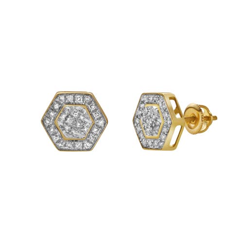 Luvmyjewelry Zelo 10k Yellow Gold Diamond Unisex Earrings In 10k Yellow Gold