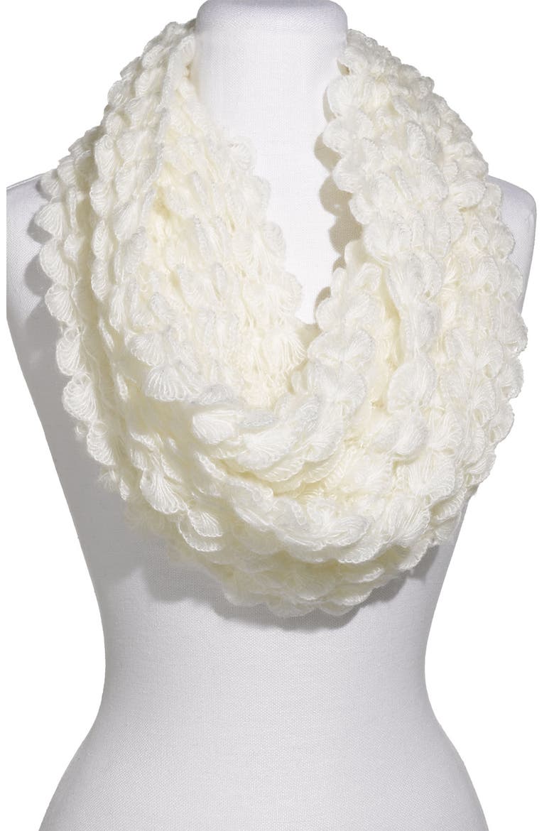 Frenchi® Scallop Knit Infinity Scarf, Main, color, IVORY