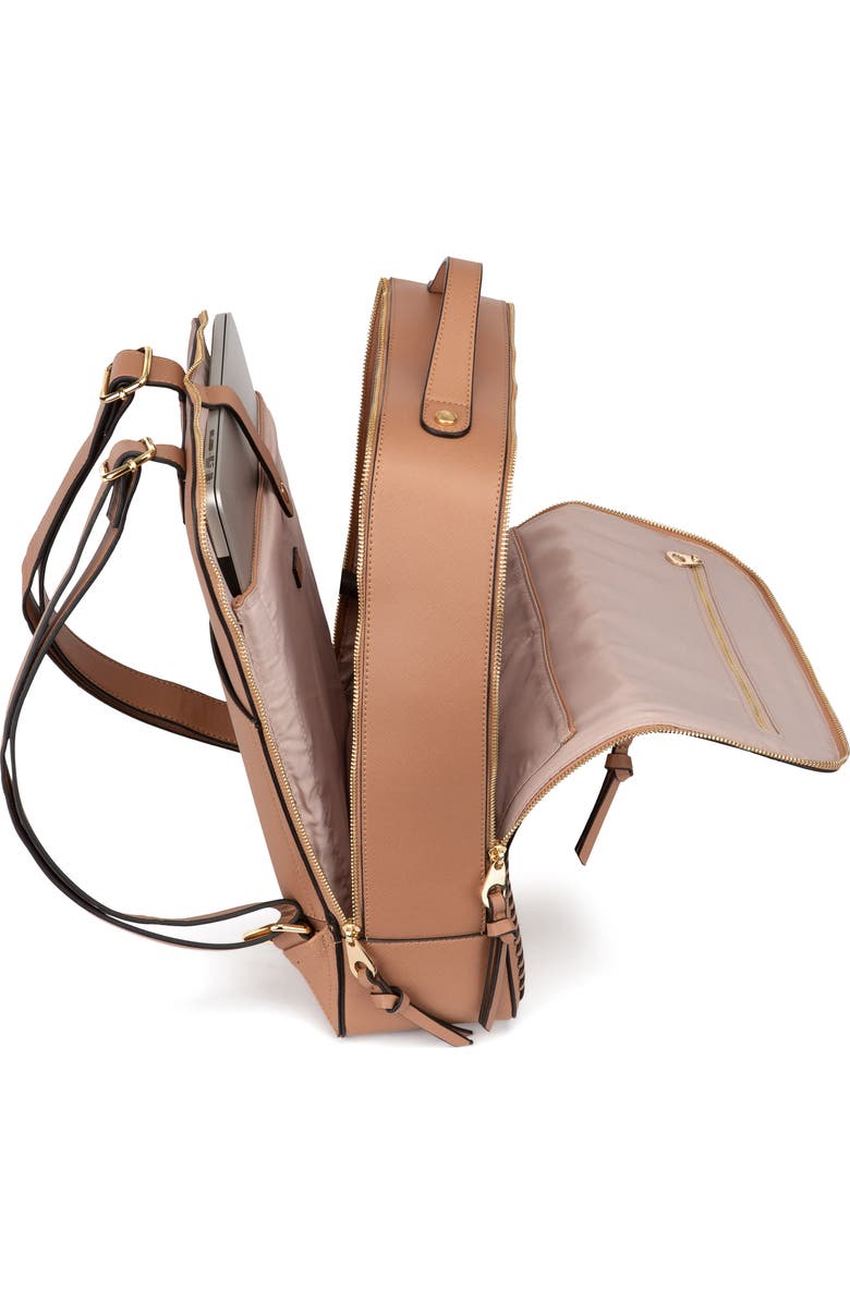 CALPAK Kaya Faux Leather Laptop Backpack, Alternate, color, Caramel