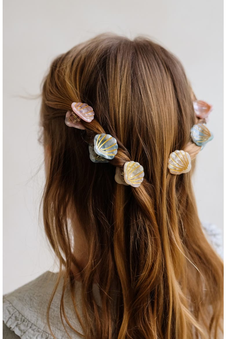Kids' 6-Pack Assorted Mini Shell Claw Hair Clips, Alternate, color, LIGHT/ PASTEL ORANGE