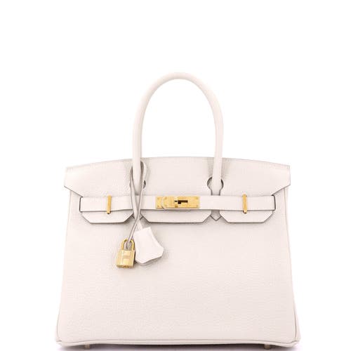 Pre-owned Hermes  Hermes Birkin Handbag Light Togo With Rose Gold Hardware 30 In White
