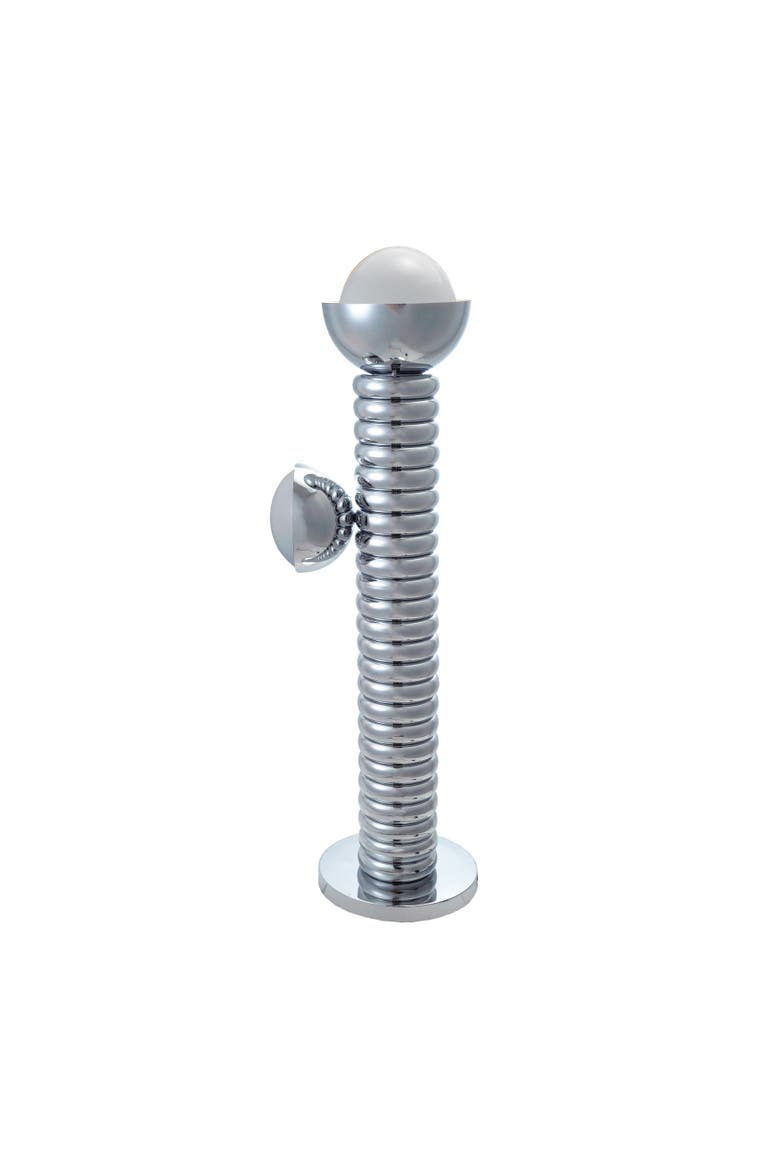 Metal Double Floor Lamp with 2 Lights, Chrome Finish, Main, color, Chrome