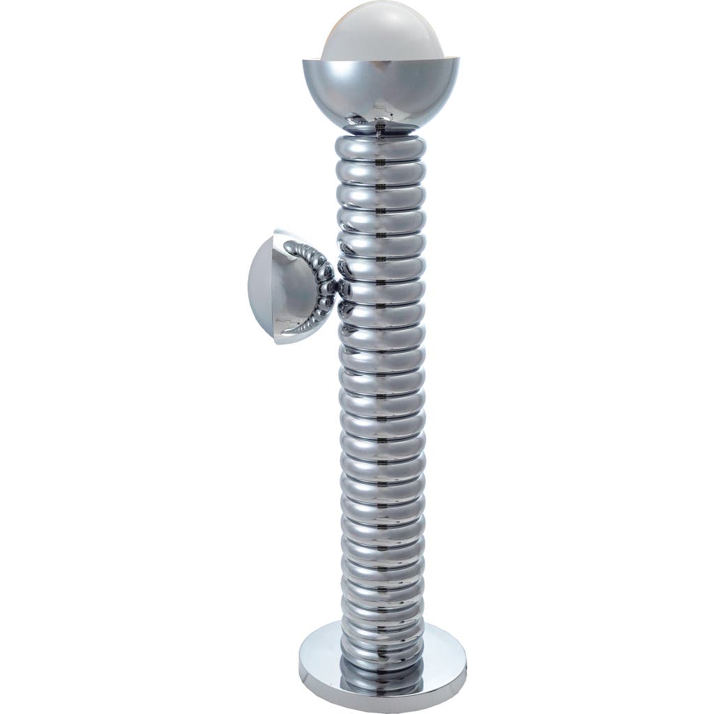 Storied Home Metal Double Floor Lamp With 2 Lights, Chrome Finish In Silver