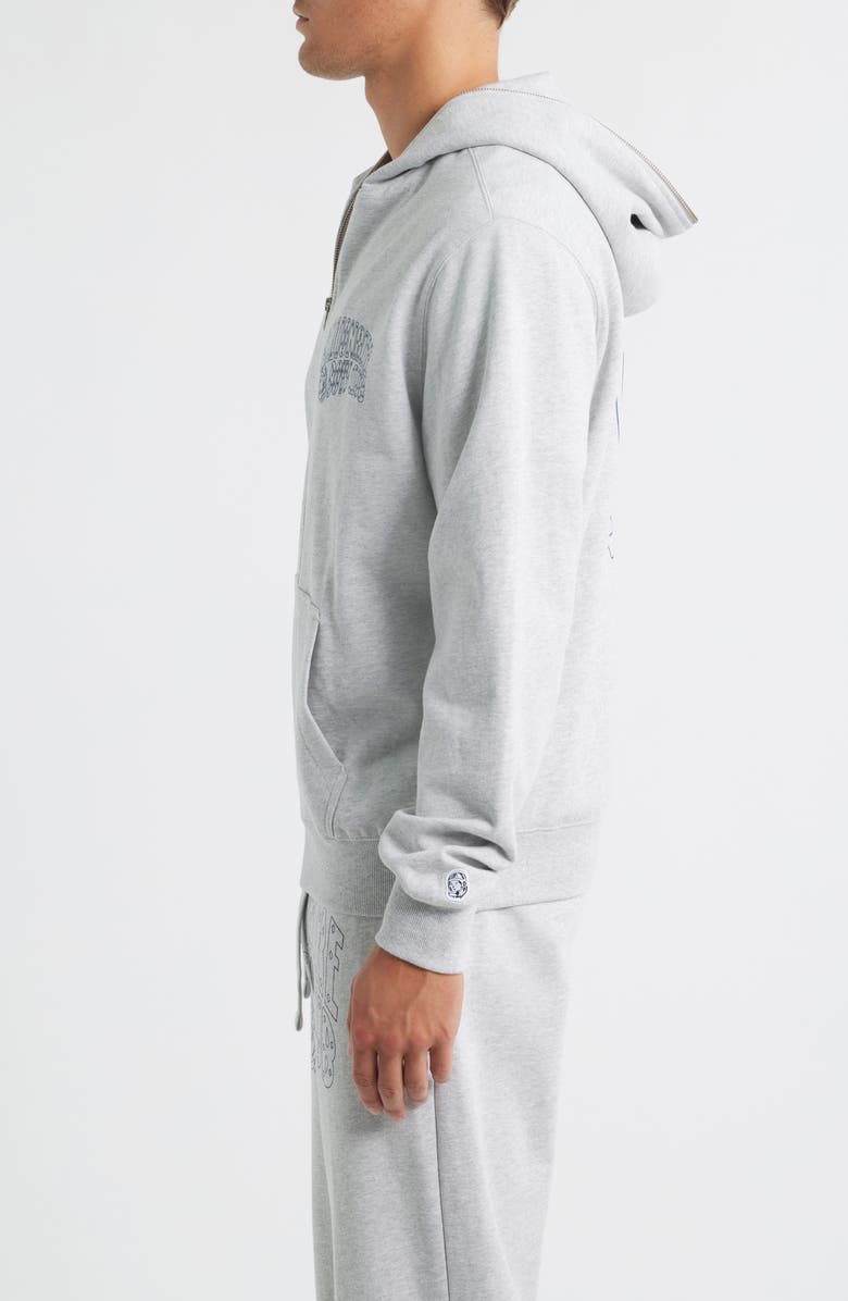 Billionaire Boys Club Small Curve Graphic Zip Hoodie, Alternate, color, Heather Grey