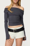 EDIKTED Milane Ruched Off the Shoulder Top