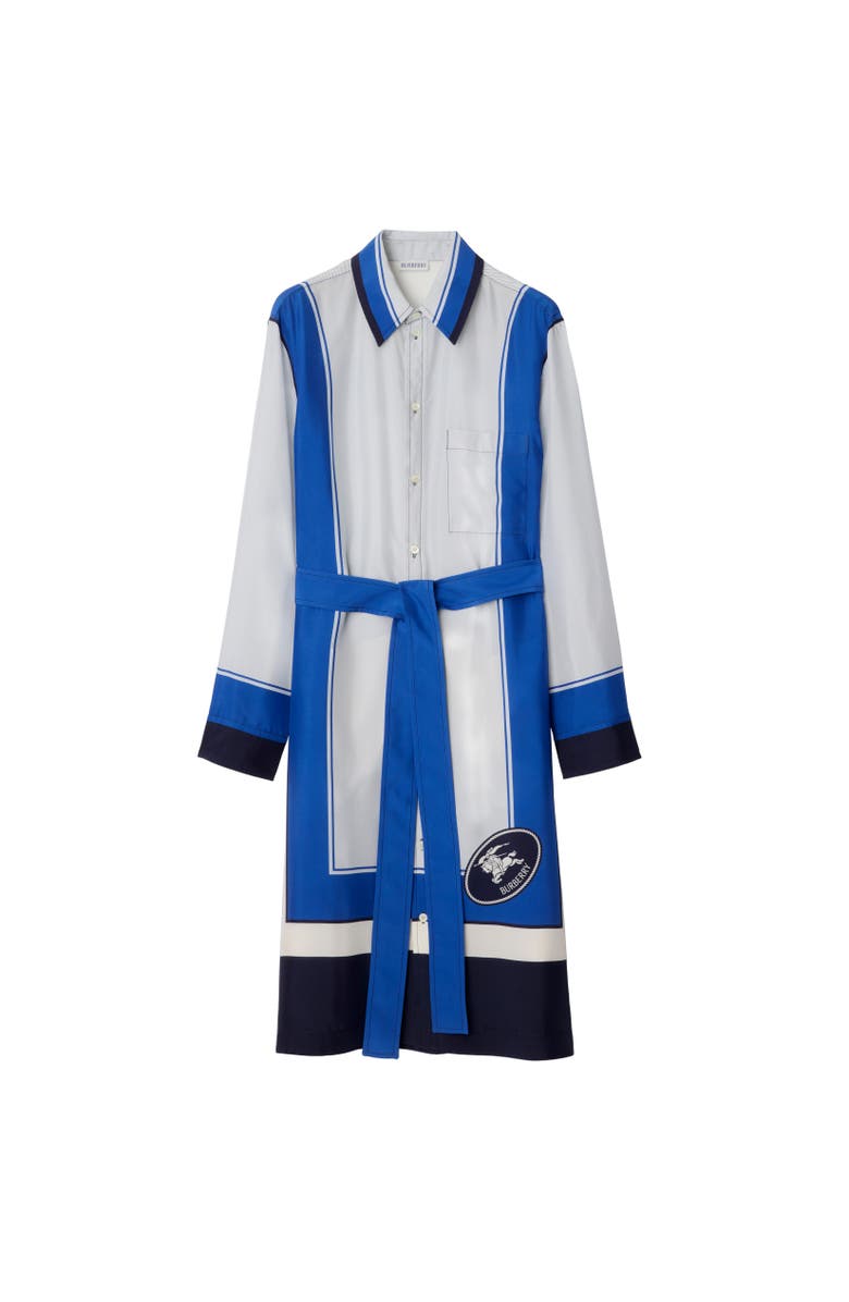 Burberry Knight Stamp Box Silk Shirt Dress, Alternate, color, Ink