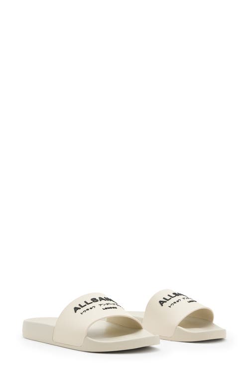Allsaints Underground Logo Slip On Slides In White