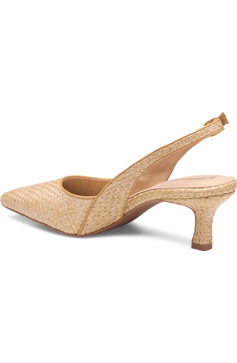 Johnston & Murphy Lindsey Slingback Pointed Toe Kitten Heel Pump, Alternate, color, Natural Raffia