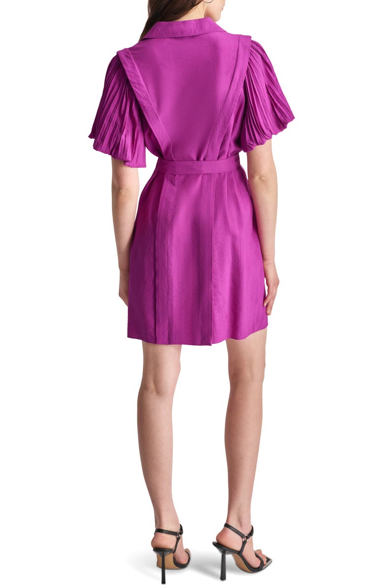 DKNY Pleated Short Sleeve Shirtdress, Alternate, color, Orchid