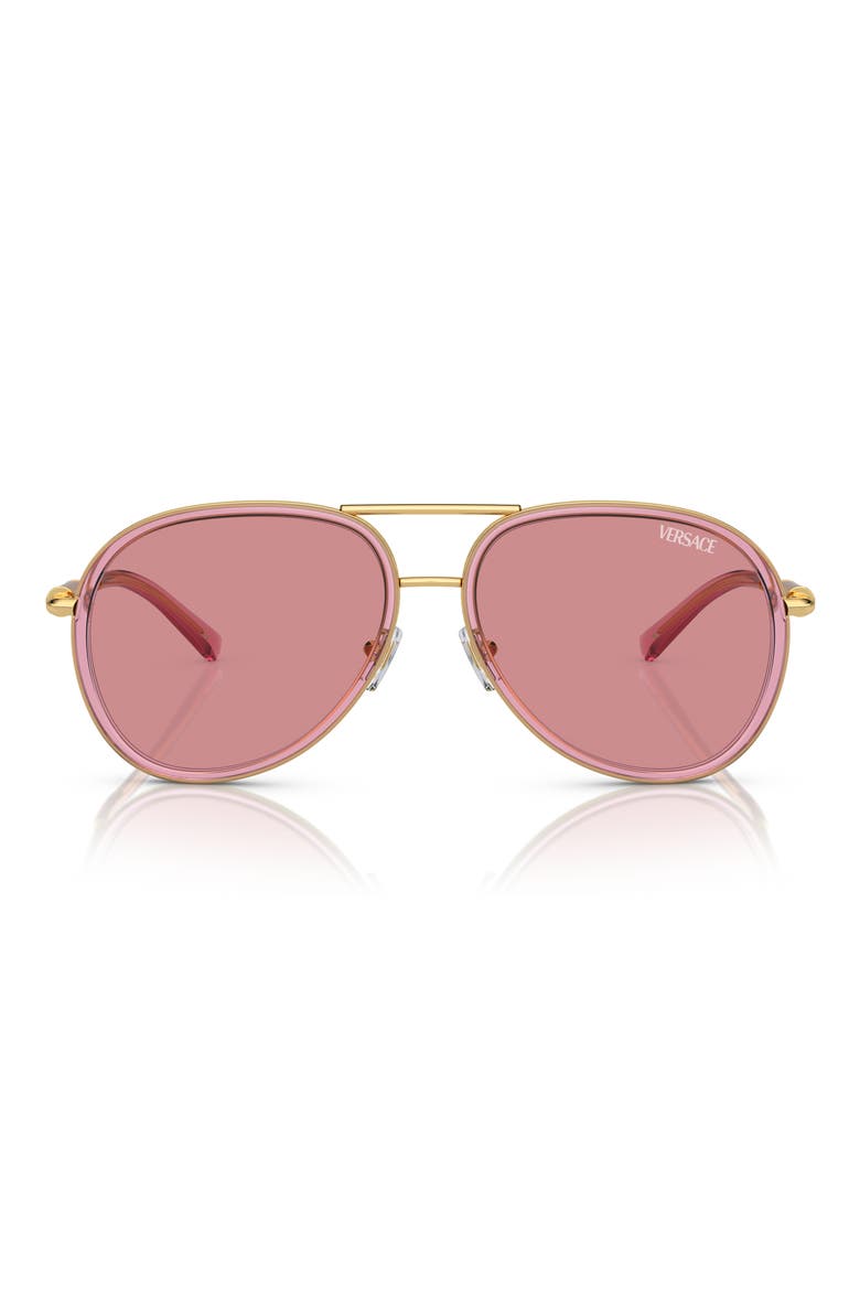 60mm Pilot Sunglasses, Main, color, PINK
