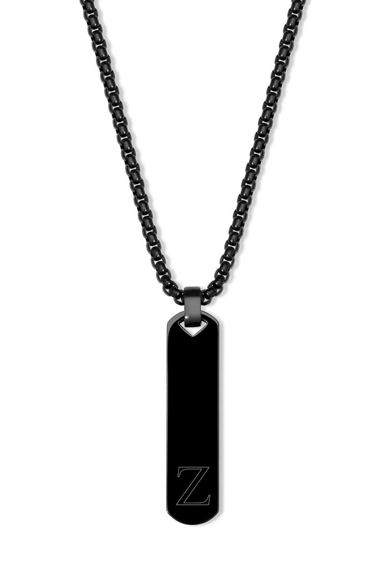 Men's Initial Vertical Bar Necklace, Main, color, BLACK Z
