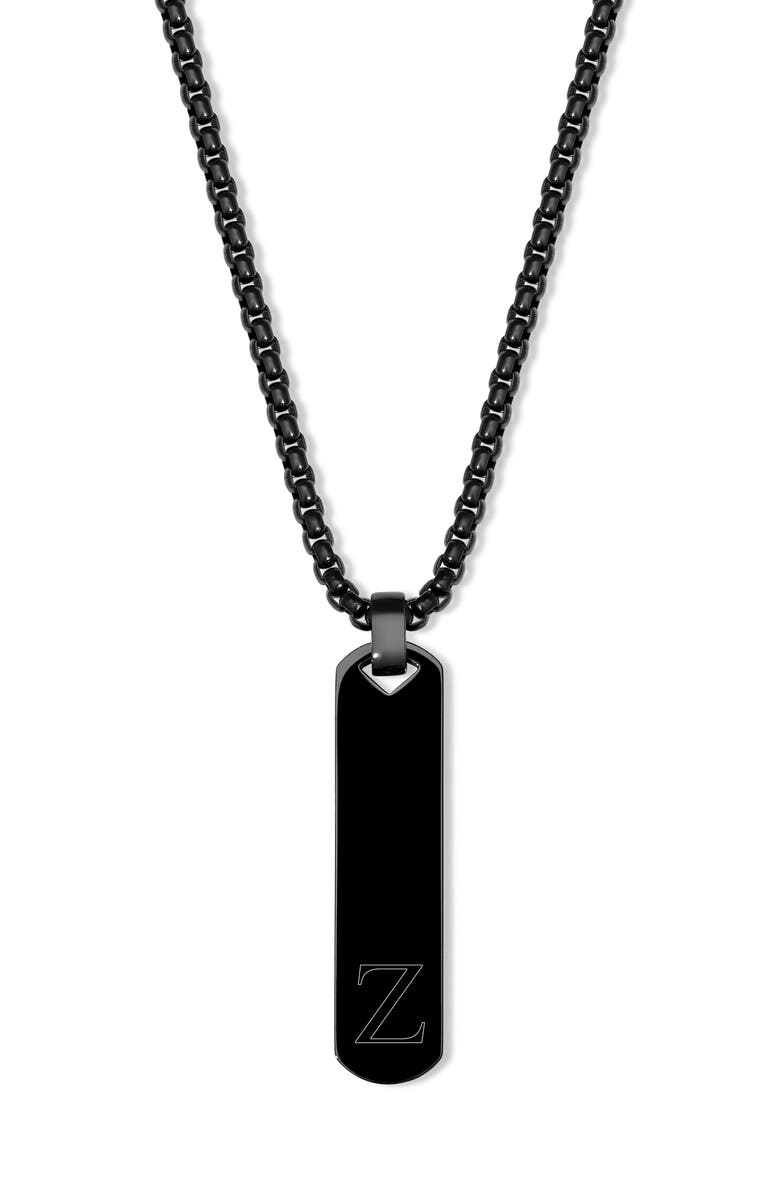 Brook and York Men's Engravable Initial Vertical Bar Necklace, Main, color, Black Z