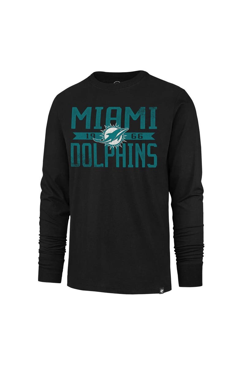 '47 Men's '47 Black Miami Dolphins Wide Out Franklin Long Sleeve T-Shirt, Alternate, color, 