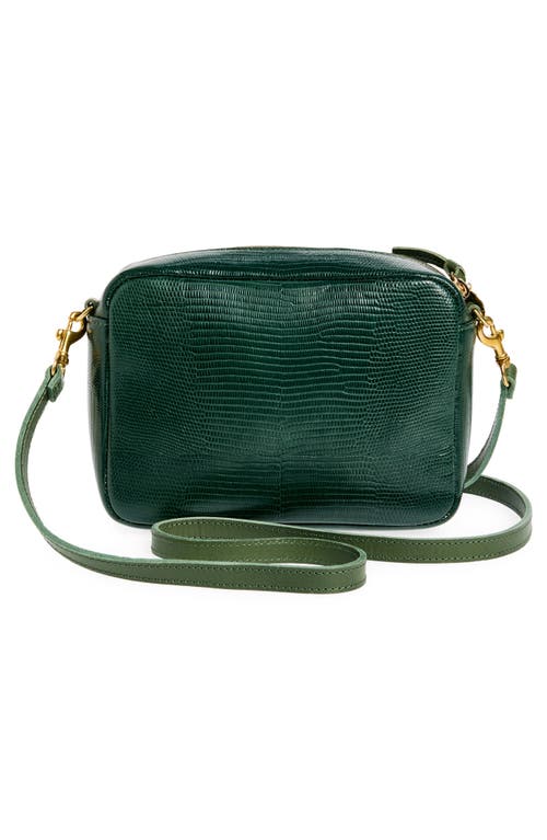 Shop Clare V . Midi Sac Lizard Embossed Leather Crossbody Bag In Forest Lizard