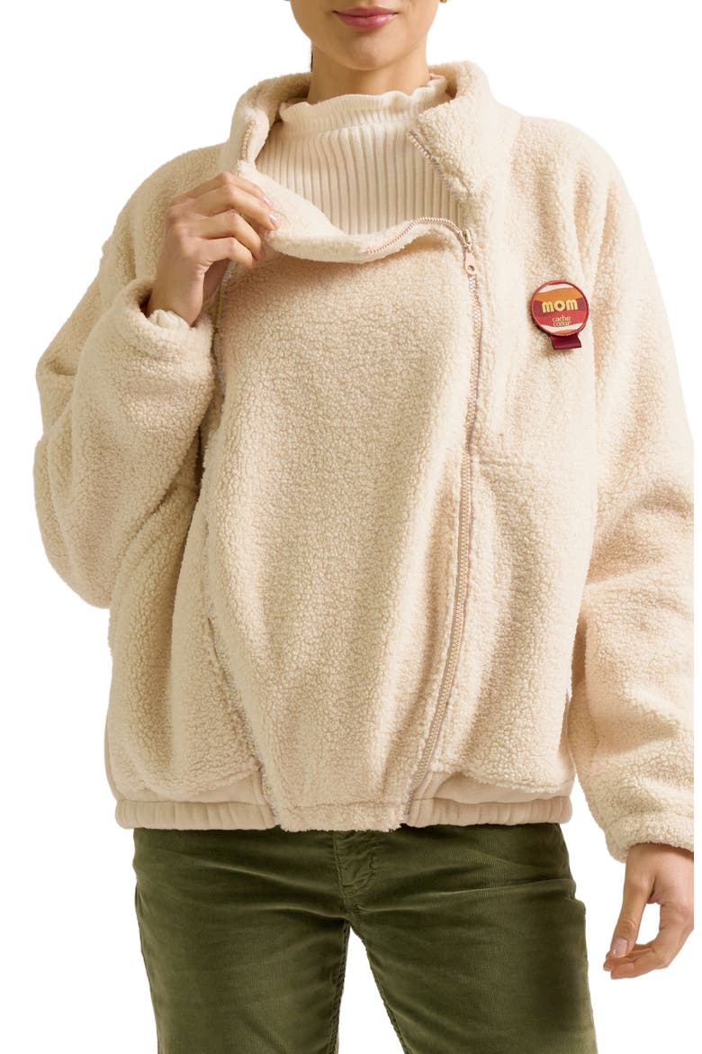 Sasha Maternity & Babywearing Fleece Jacket, Alternate, color, Beige
