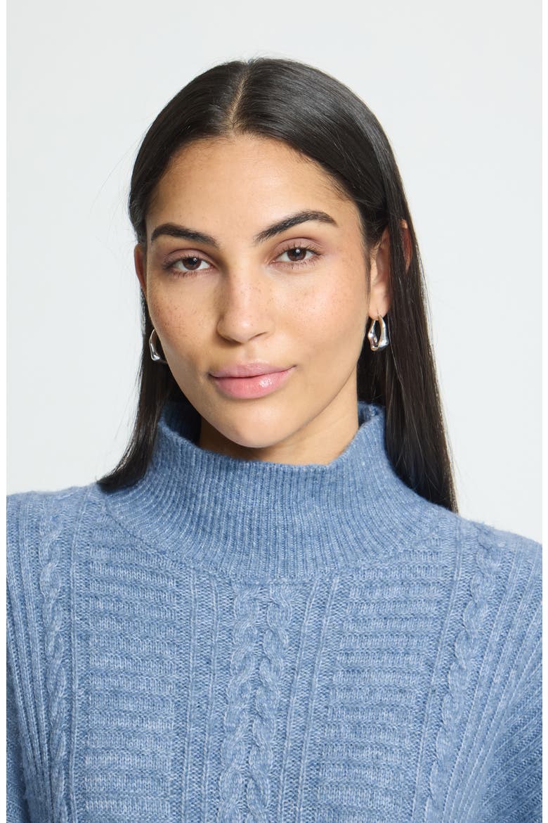 Cropped Cable Knit Mock Neck Sweater, Alternate, color, ALLURE