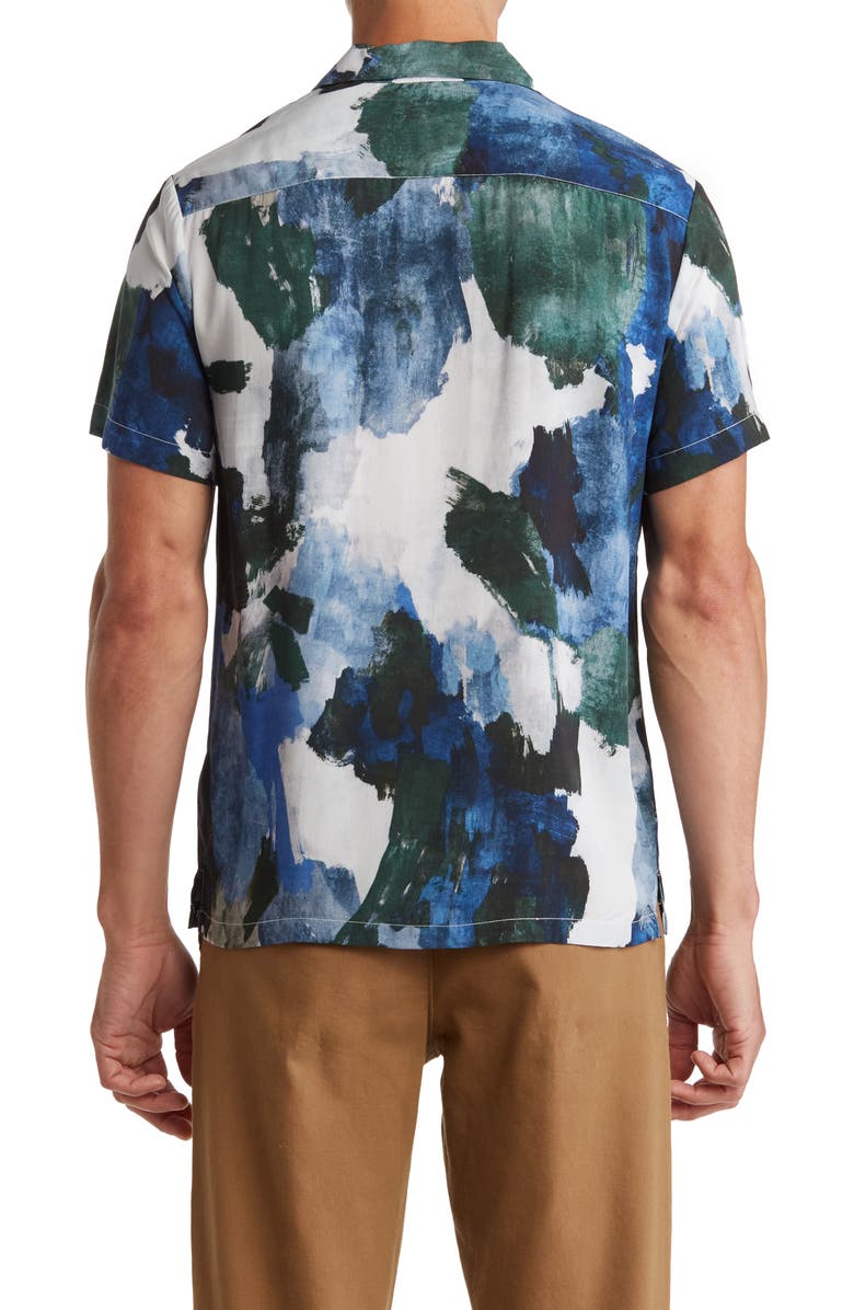 DENIM AND FLOWER Tie Dye Short Sleeve Button-Up Shirt, Alternate, color, 