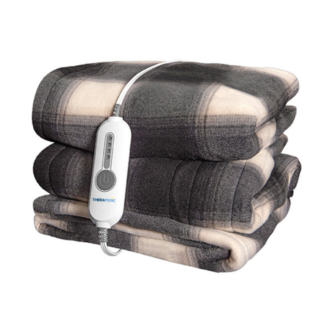 50" x 60" Black Plaid Heated Throw