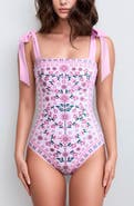 Jessie Zhao New York Pink Blossom Reversible One-Piece Swimsuit