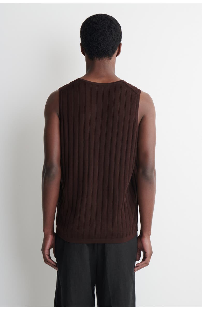 COS Ribbed-knit Cotton Tank Top, Alternate, color, Dark Brown