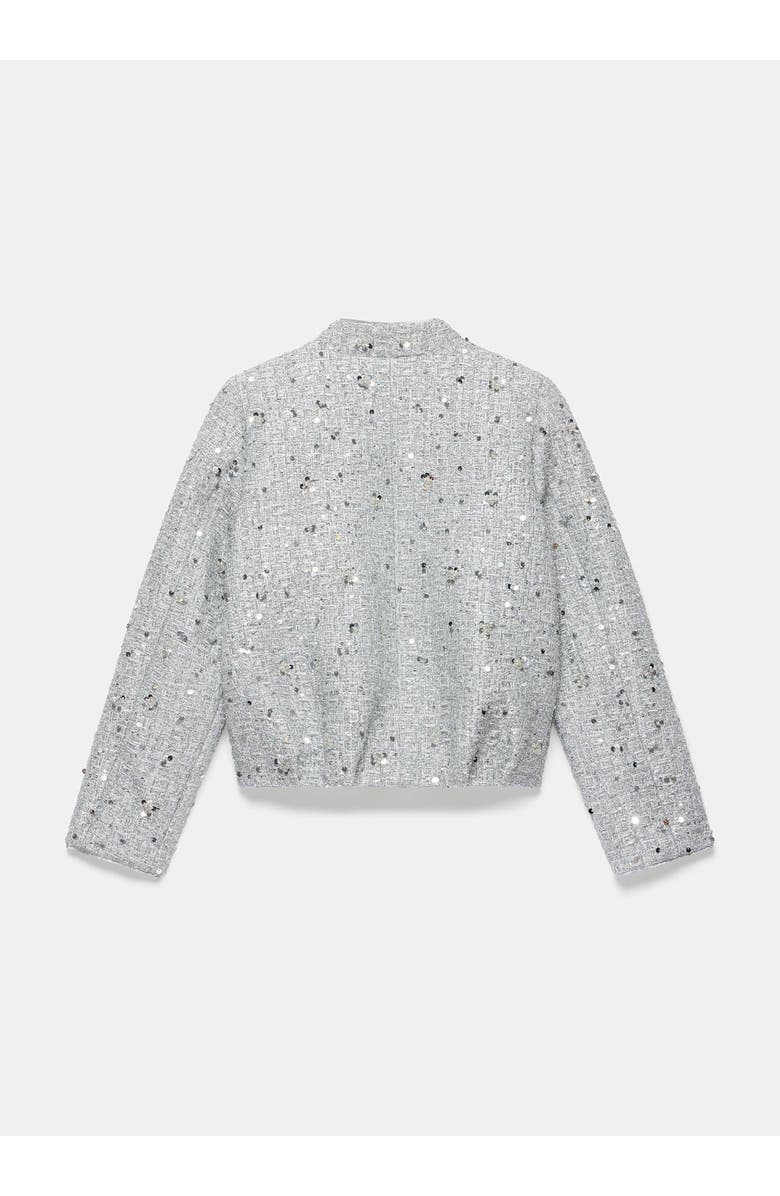 MINT VELVET Sequin Boucle Bomber, Alternate, color, Silver