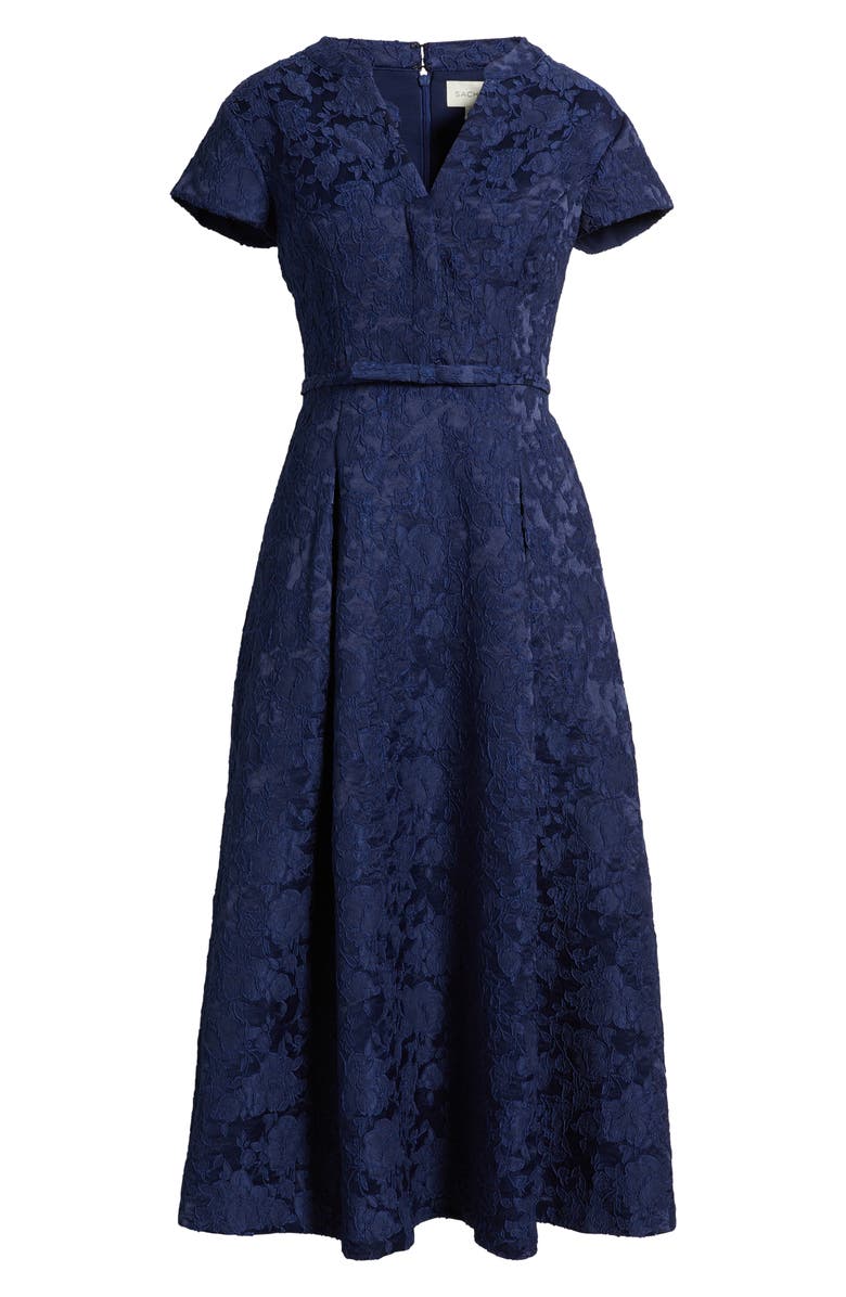 Sachin & Babi Hanna Floral Cloqué Cocktail Midi Dress, Alternate, color, Washed Indigo