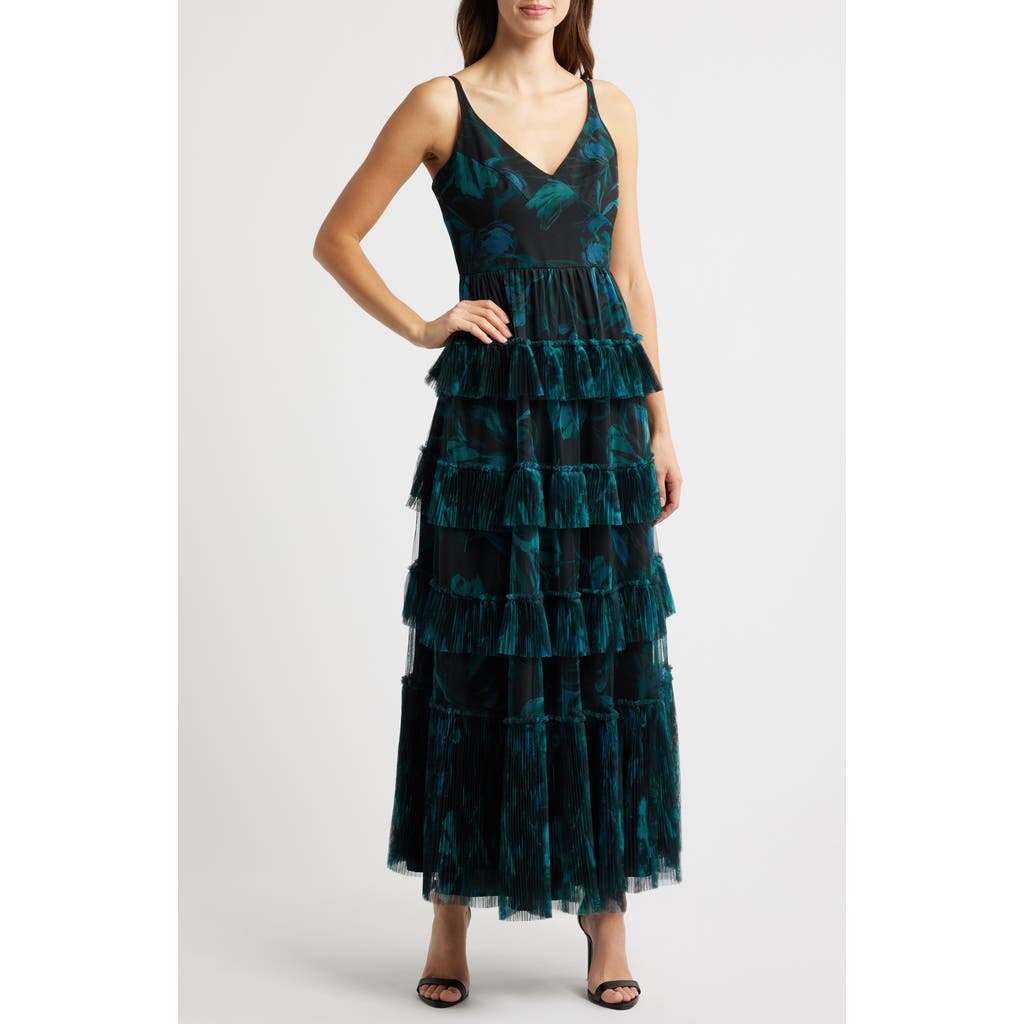 HUTCH HUTCH FREYA TULLE PLISSÉ RUFFLE GOWN
