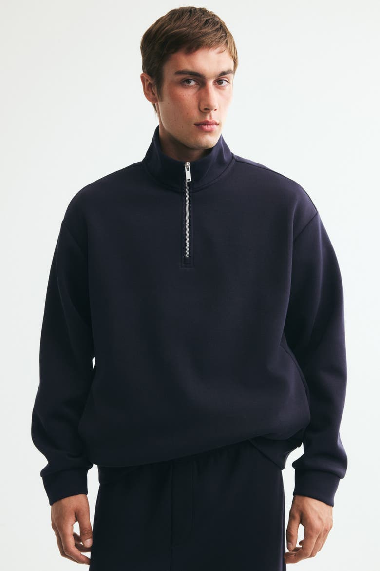 Relaxed-Fit Half-Zip Sweatshirt, Alternate, color, Navy blue