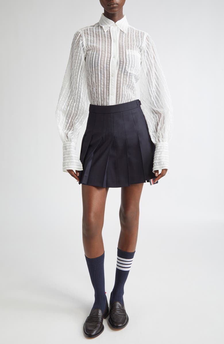 Thom Browne Transparent Stripe Classic Button-Down Shirt, Alternate, color, 