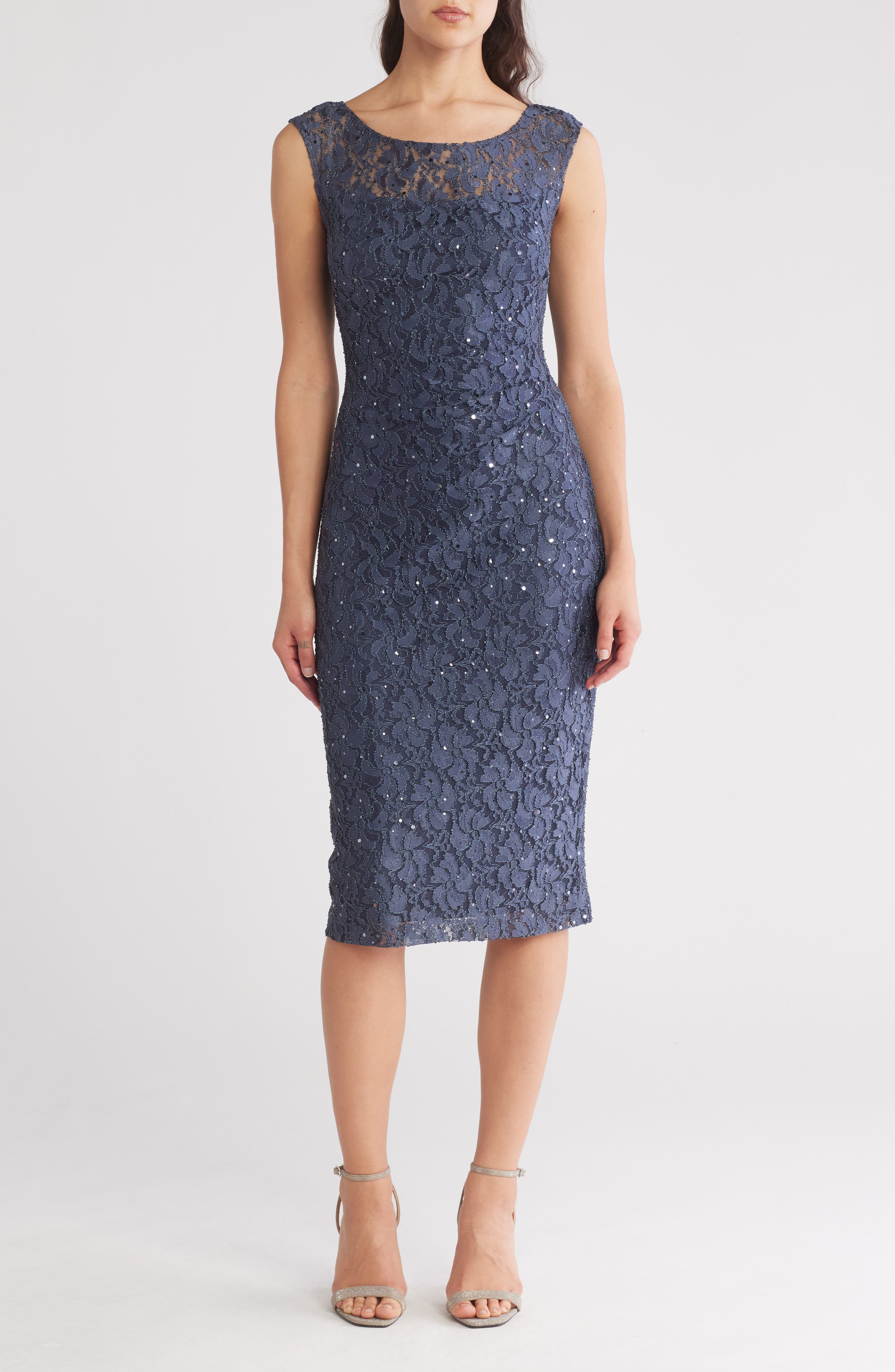 Connected Apparel Sequin Lace Dress