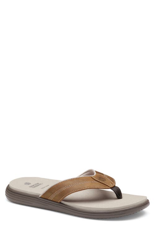 Johnston & Murphy Upton Flip Flop In Brown Oiled Full Grain