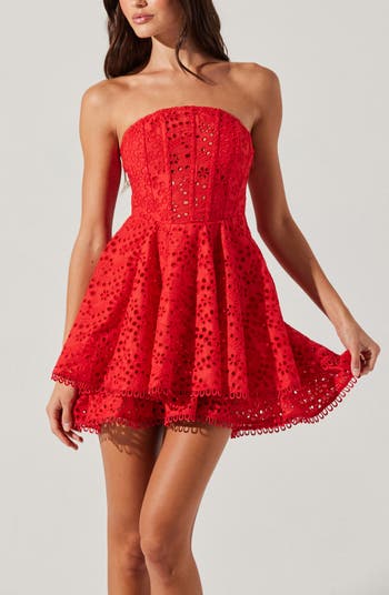 Deasia Eyelet Embroidery Strapless Minidress