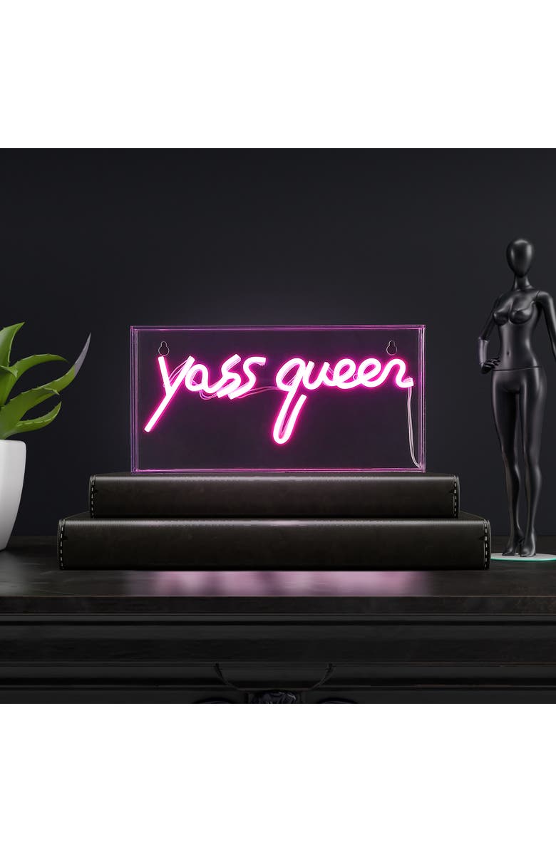 JONATHAN Y Yass Contemporary Glam Acrylic Box USB Operated LED Neon Light, Alternate, color, Pink