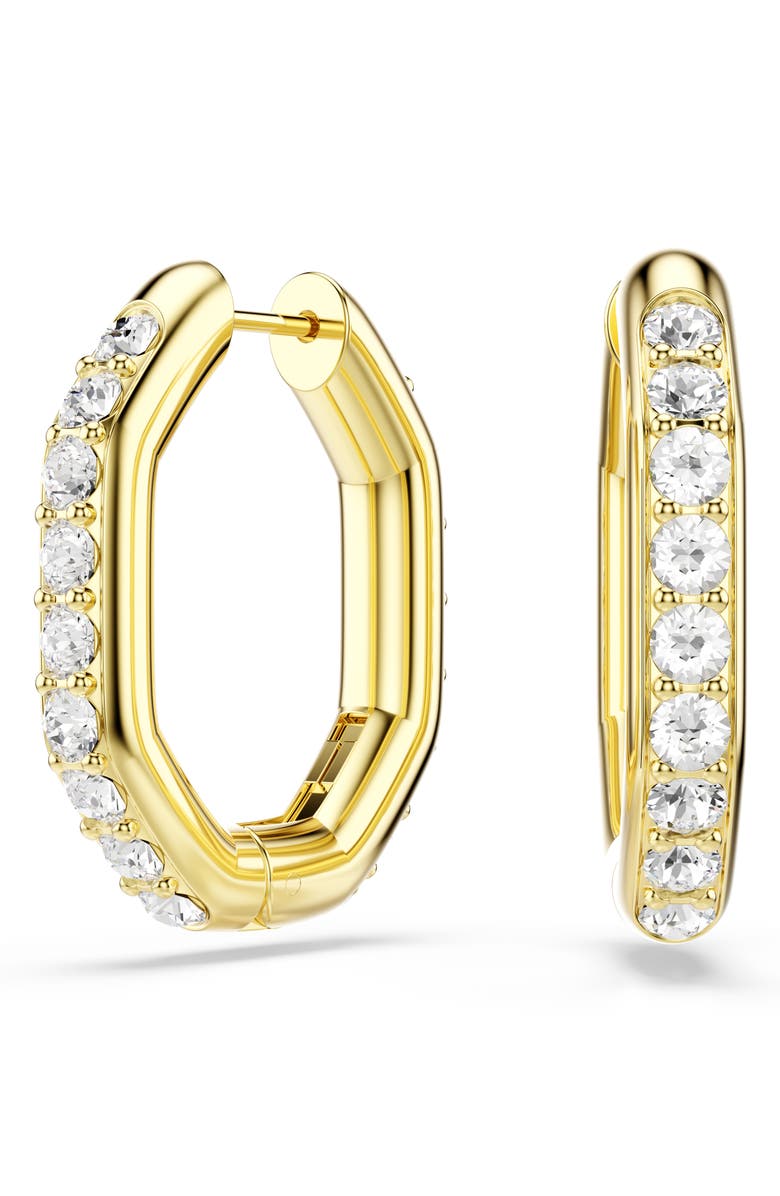Swarovski Dextera Crystal Hoop Earrings, Main, color, Gold