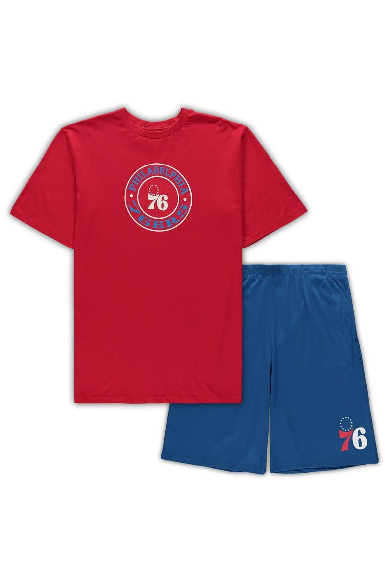Men's Concepts Sport Red/Royal Philadelphia 76ers Big & Tall T-Shirt & Shorts Sleep Set, Main, color, Red