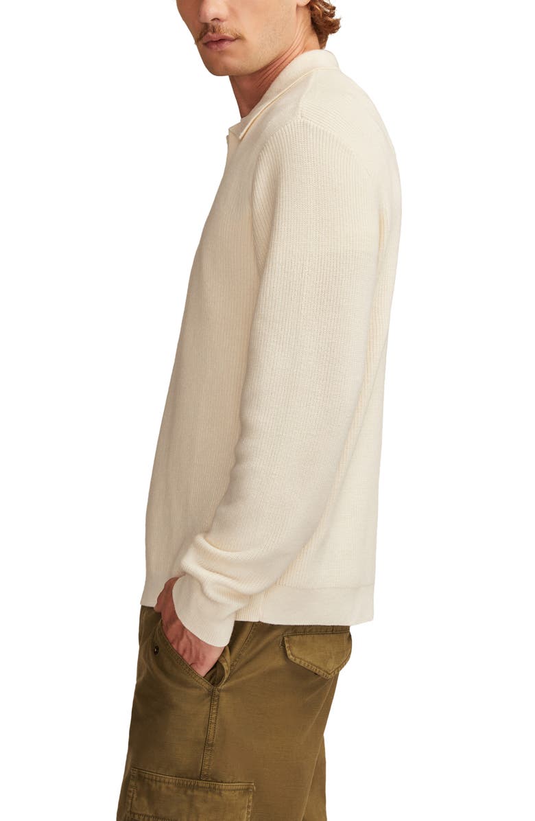 Lucky Brand Johnny Collar Cotton Blend Polo Sweater, Alternate, color, Turtledove