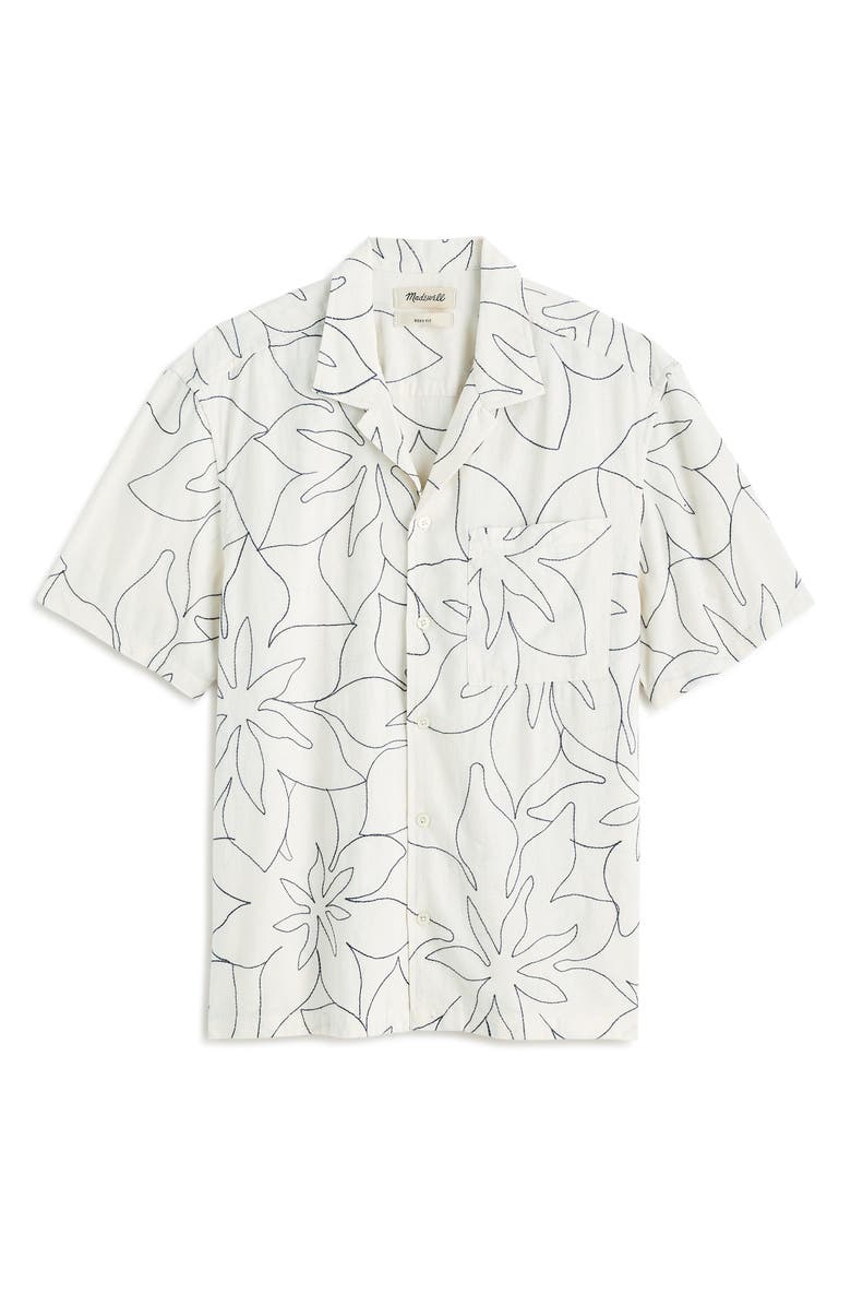 Madewell Easy Embroidered Short-Sleeve Shirt, Alternate, color, Antique Cream