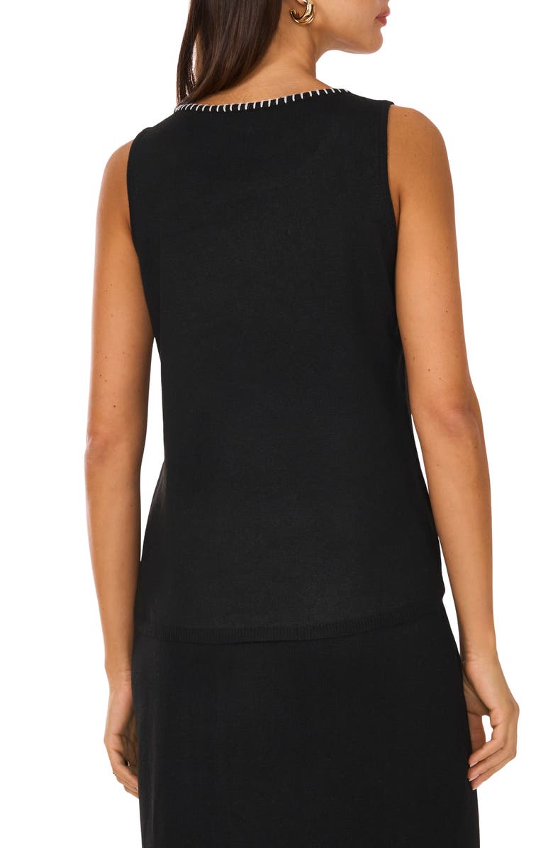 Vince Camuto Whipstitch Sleeveless Sweater, Alternate, color, Rich Black