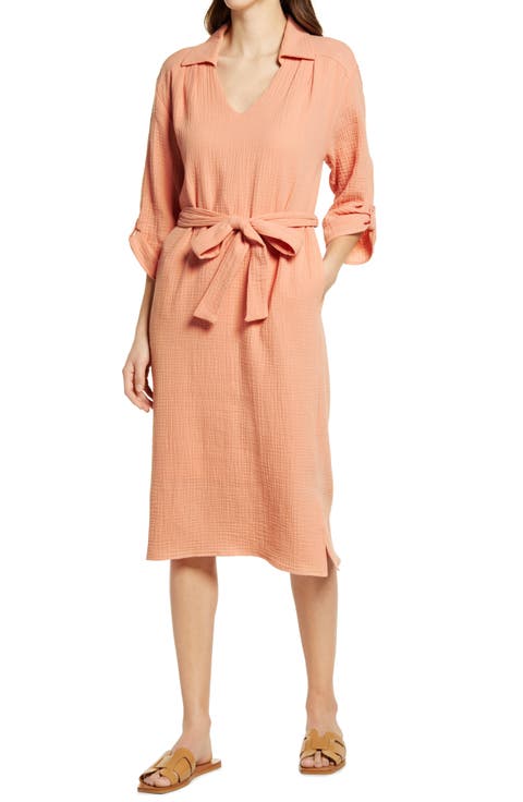 Textured Midi Shirtdress