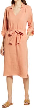 Fraiche by J Textured Midi Shirtdress