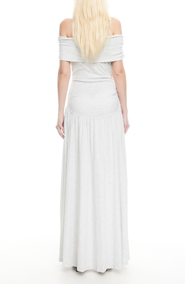 LIONESS Field of Dreams Off the Shoulder Maxi Dress, Alternate, color, Soft Grey