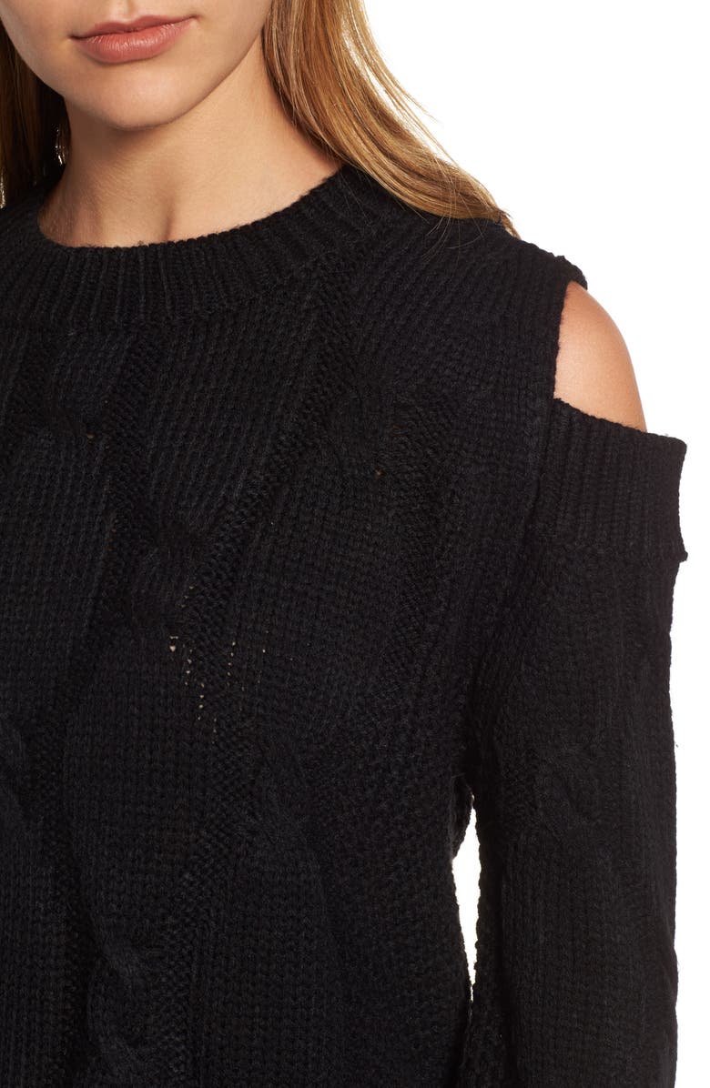 RDI Cold Shoulder Cable Sweater, Alternate, color, 