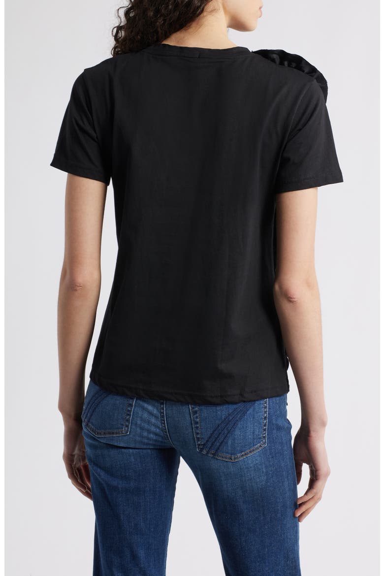 Peony Floral Appliqué Top, Alternate, color, BLACK