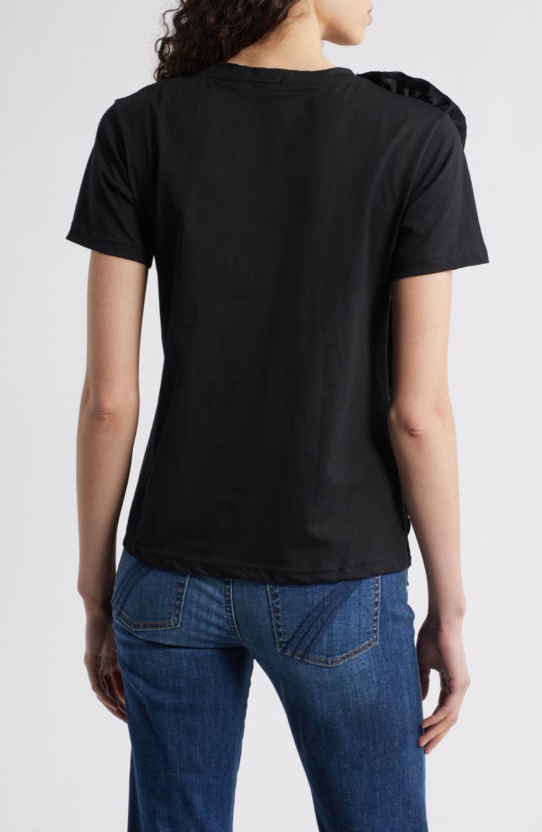 NIKKI LUND Peony Floral Appliqué Top, Alternate, color, Black