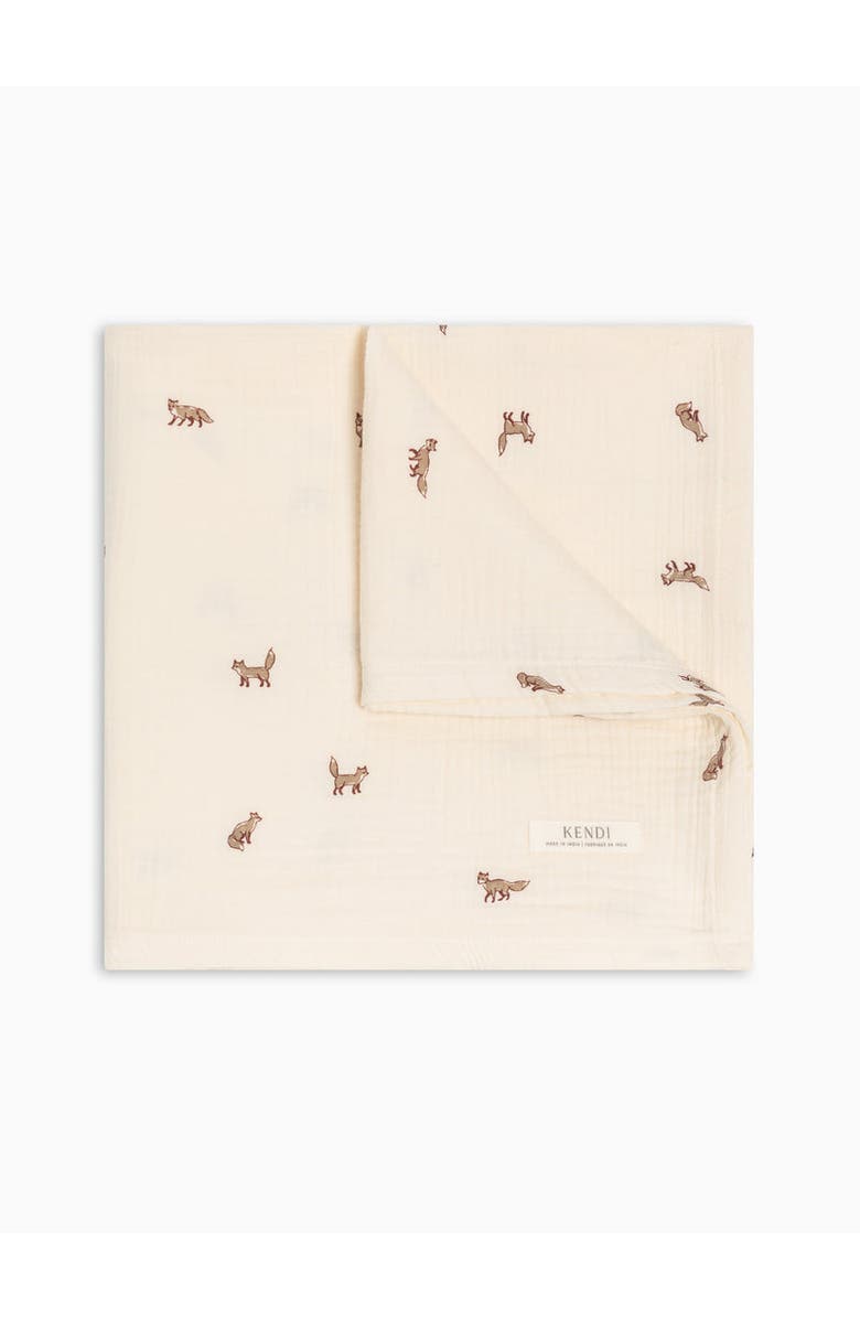 Kendi Organic Muslin Swaddle Blanket, Main, color, Ace Polka / Taupe