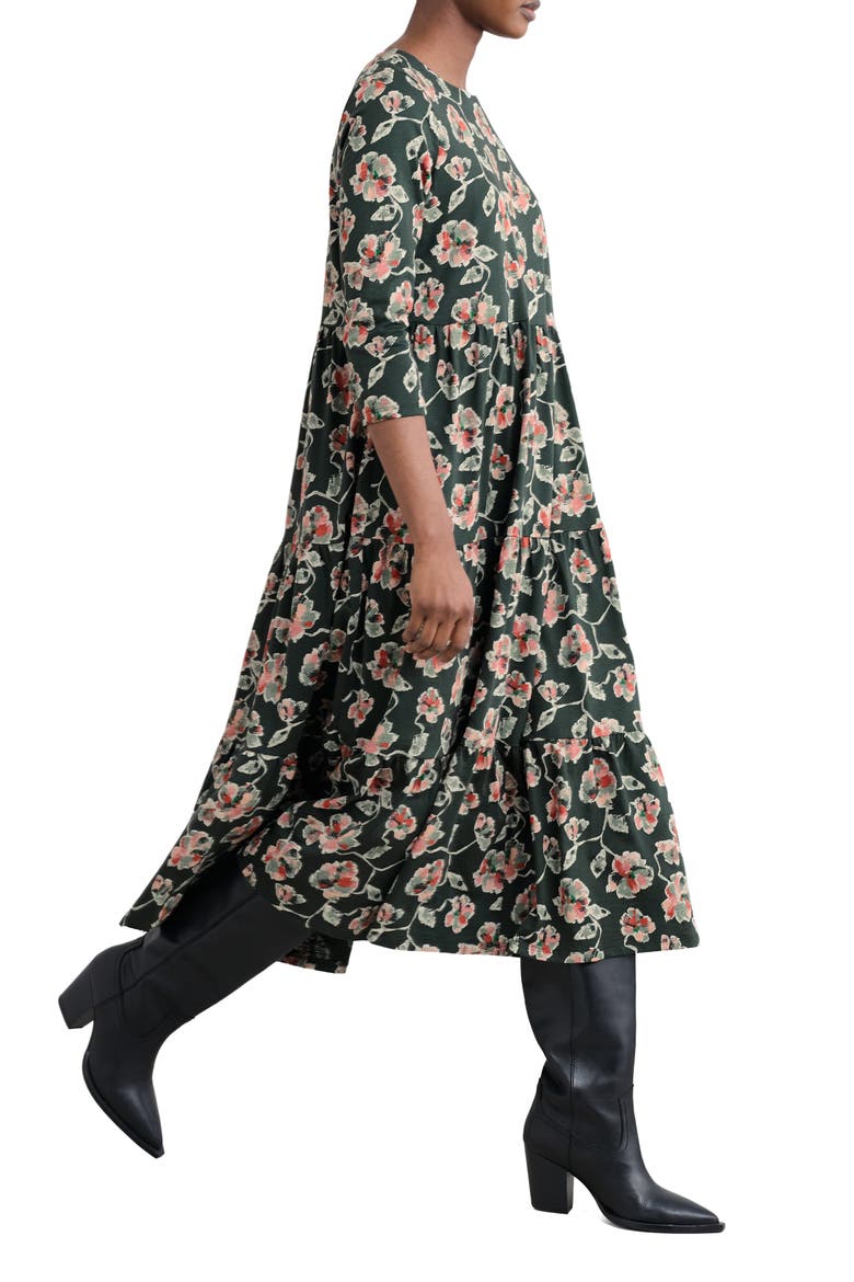 Line Strokes Floral Print Dress, Alternate, color, ARTIST CAMELLIA COPPICE